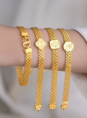 小众轻奢高级感编织小王子表盘沙金手链黄金色设计感玫瑰花宽手链