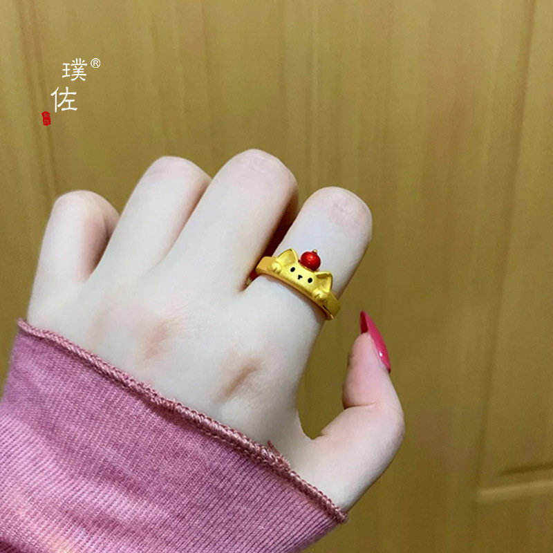 金店同款越南沙金苹果宾狗戒指女甜美精致可爱小众显白指环食指戒图片