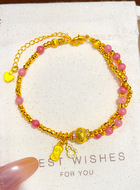 新中式越南沙金点钻星芒灯笼蹦迪珠粉珠手链招财纳福珠手串女送礼