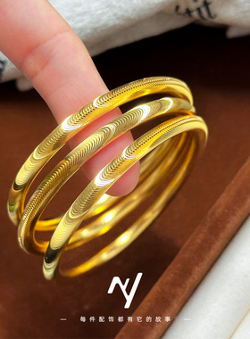 轻奢设计感越南沙金小众设计感爆闪网红猫眼素圈传承单环手镯女