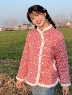 年轻人穿的花棉袄新款冬装妈妈时尚碎花网红短款外套加厚女中国风