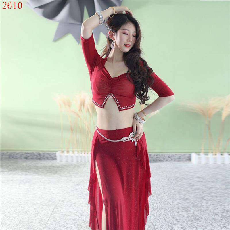 2024春新款肚皮舞练功服套装东方舞舞蹈服装仙女款演出服饰水纱钻