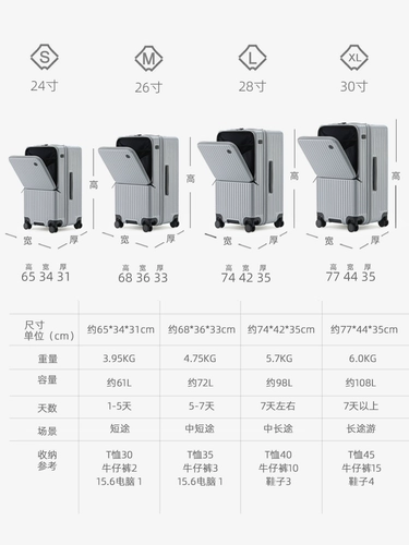 Вместительный и большой универсальный чемодан, увеличенная толщина