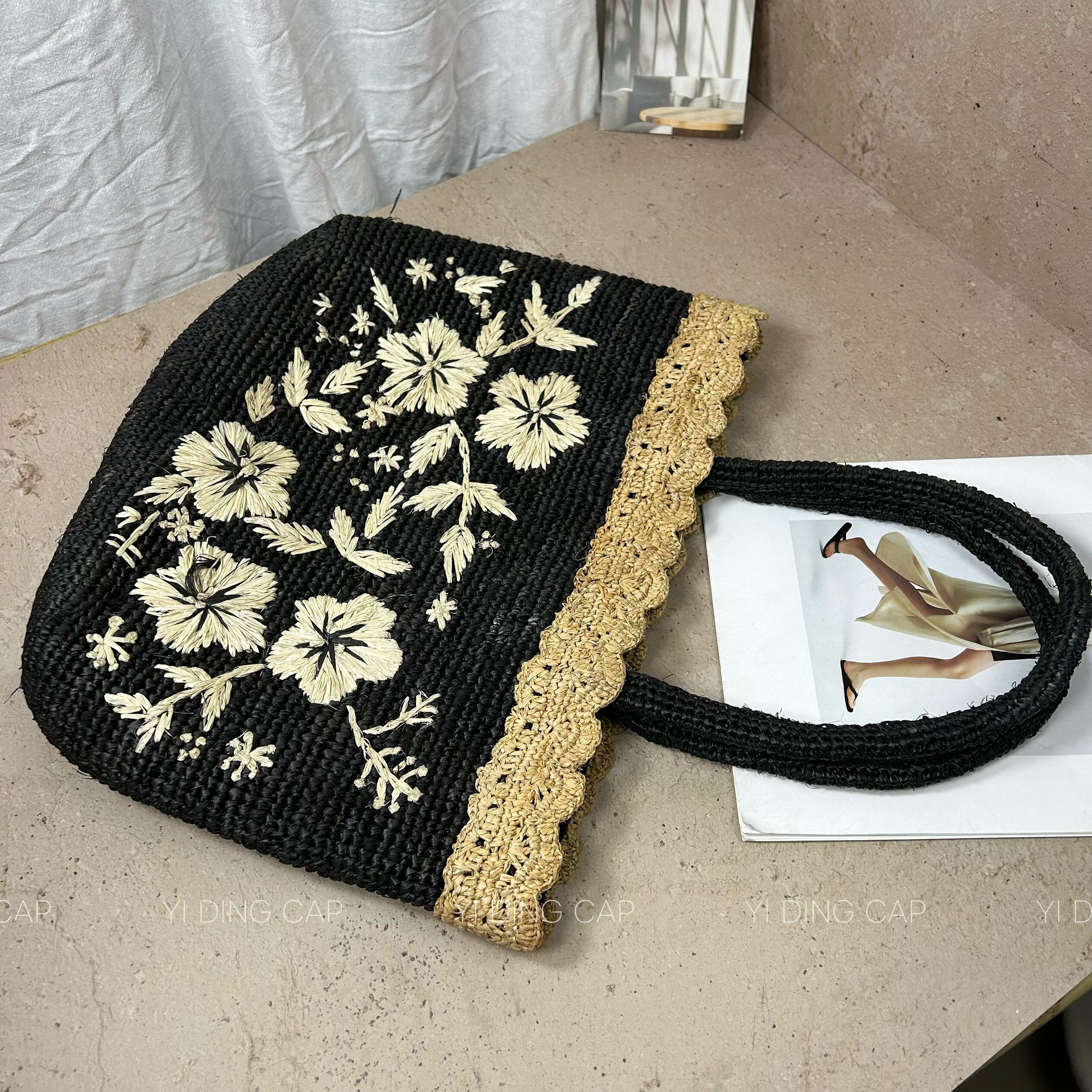 夏季轻奢拉菲草编女士托特包