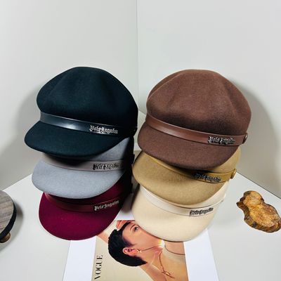 法式优雅复古小香风羊毛八角帽女