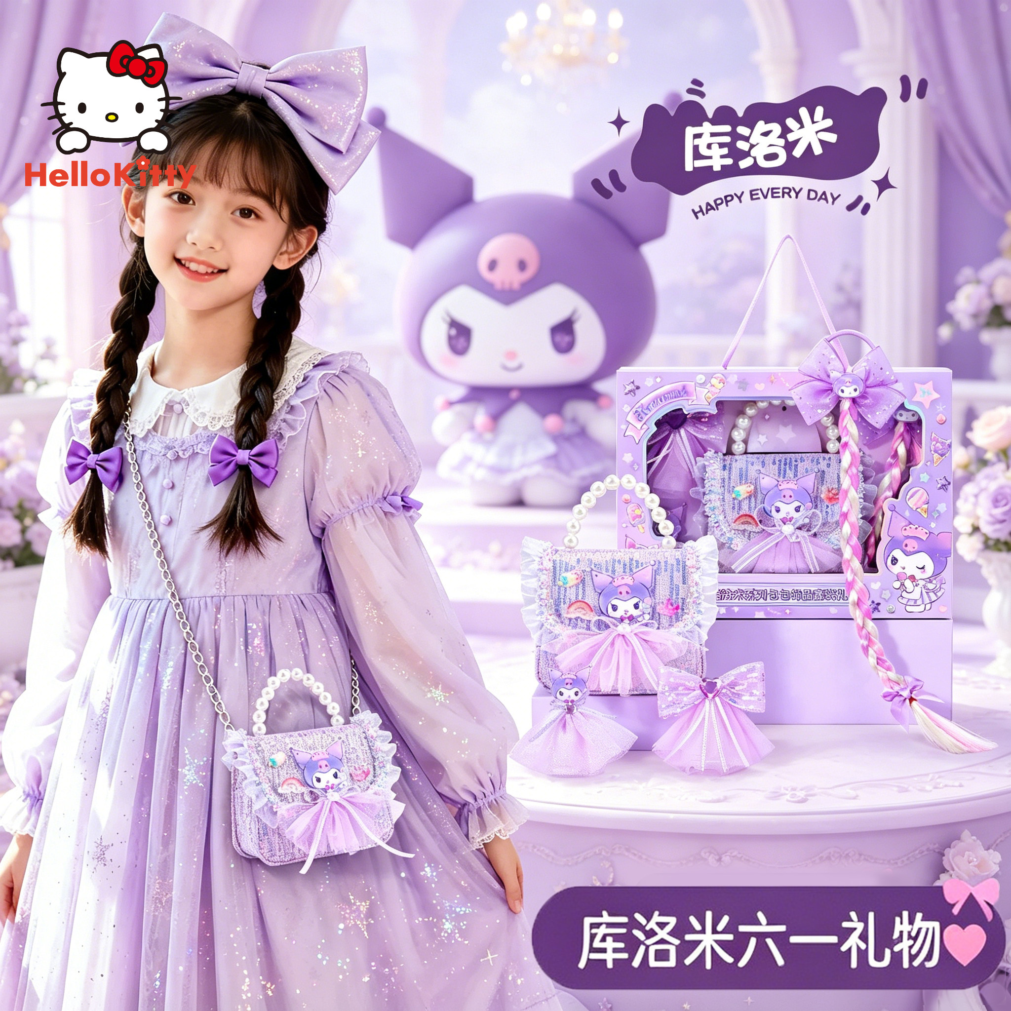 库洛米女童包包儿童斜挎包女孩手提包小挎包7岁8生日礼物可爱实用