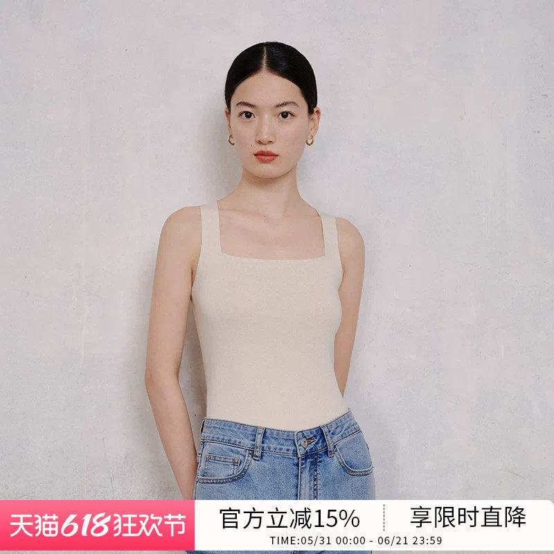 BLUEWEDIAN桑蚕丝简约内搭背心夏背后交叉遮副乳吊带女打底衫