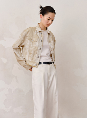 BLUEWEDIAN小众设计提花牛仔外套高级感休闲夹克短款上衣