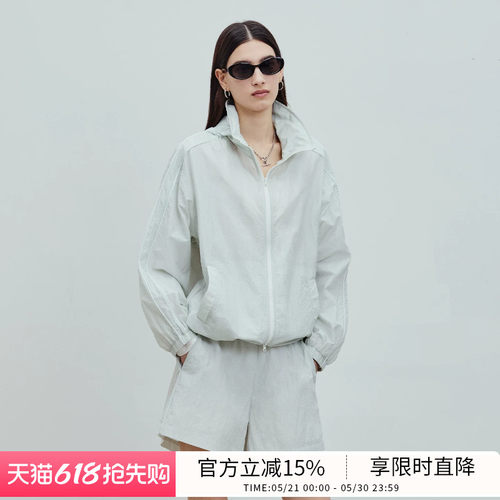 BLUEWEDIAN2026夏季新品时尚宽松撞色休闲防晒外套防晒散步短裤女