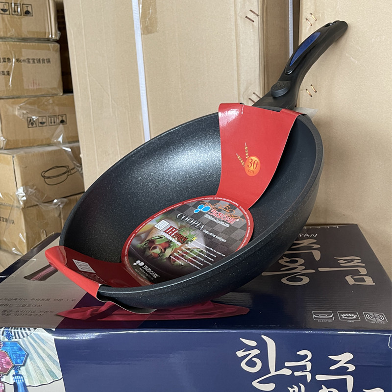 【工厂尾货】韩式麦饭石不沾锅炒锅家用炒锅30cm32轻骑平底网红
