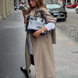 casual double breasted mid-length trench jacket korean