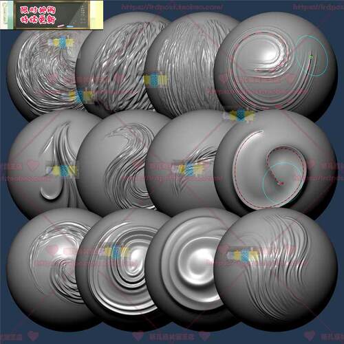 12种写实ZBrush头发毛发笔刷zbrush雕刻zb笔刷 次世代头部雕刻zbp