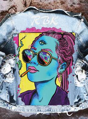 Magic Eye Girls Pattern Casual Young Long Sleeve Denim