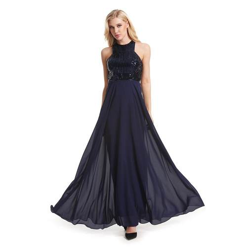 Womens Slim Fit Wedding Gown Bridesmaid Sequined Evening