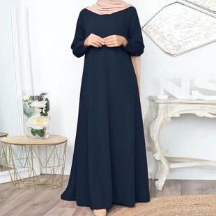 loose elegant sleeve Solid wholesale color dress pullover