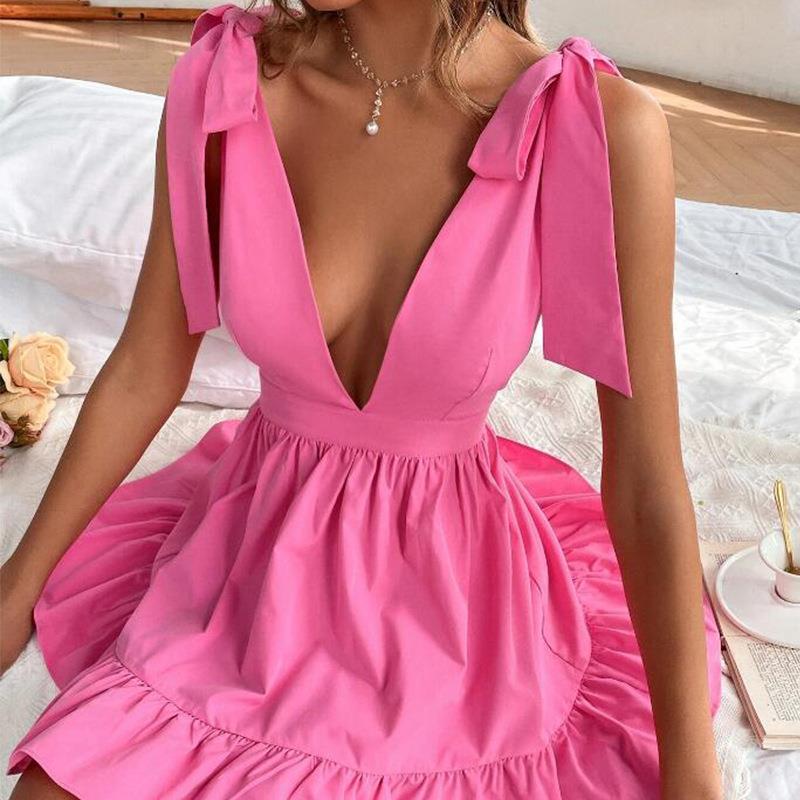 dress party socialite dress bohemian skirt long lace-up bow