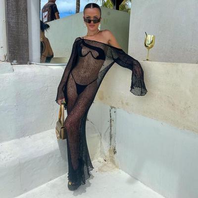bikini cover-ups sexy see through bodycon dress women
