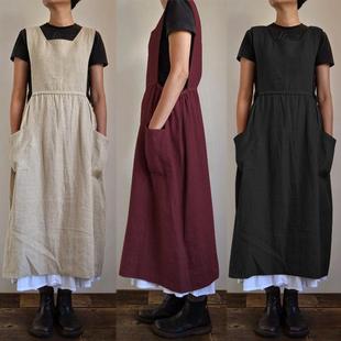 long home high cotton long and apron waist loose linen