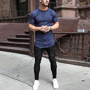 Ripped Jeans Mens White High Waist Slim Autumn Black