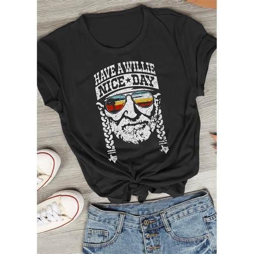 Tops Ladies Casual Character Day Nice Willy Sleeve Short