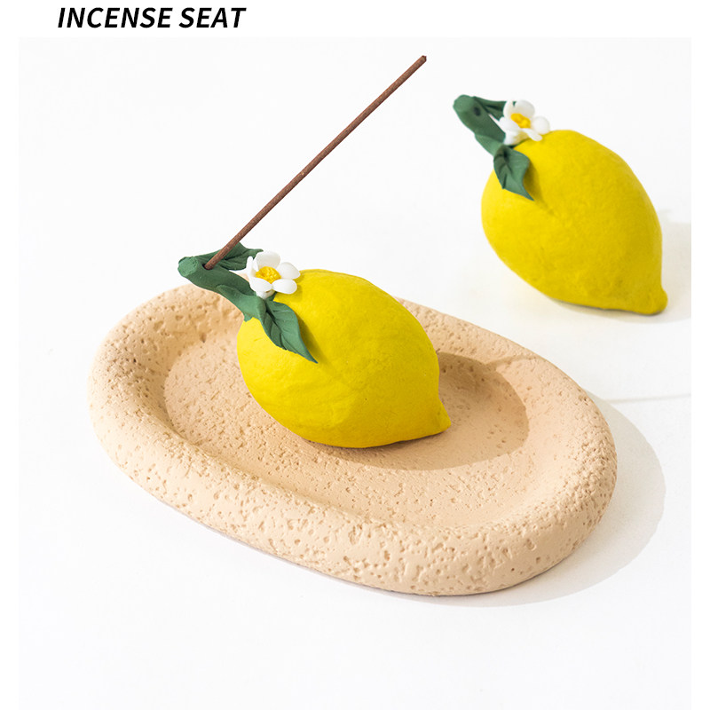 陶瓷柠檬线香香插香盘底座香托家居室内高级感香薰装饰摆件不落灰,家居饰品,香托/香盘/香座/香插,淘宝优惠券,粉丝福利购,淘宝优惠卷