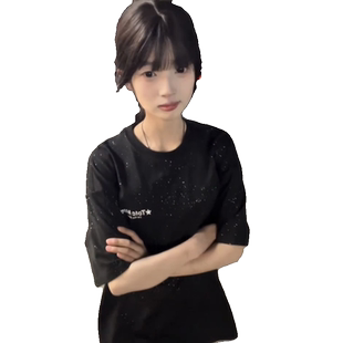 国潮牌美式复古满天星情侣短袖t恤女夏季宽松纯棉设计感小众上衣