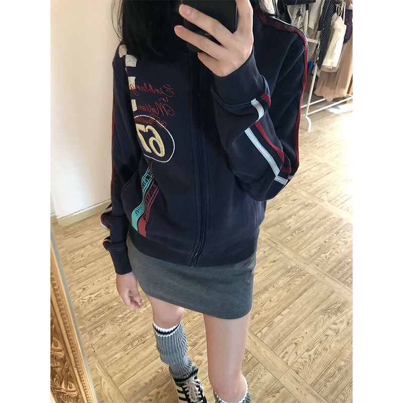 立领短款卫衣夹克外套女春秋开衫图片