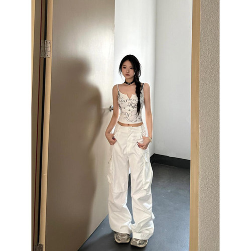 白色涂鸦印花小吊带背心女夏上衣