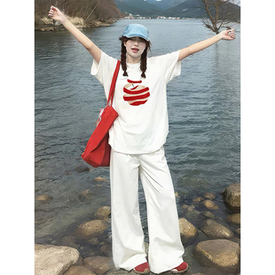 t恤女2025新款 夏季 白色短袖 爆款 慵懒风体恤上衣 纯棉半袖 宽松韩版
