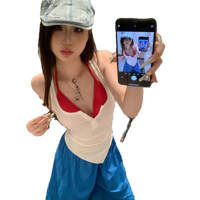 叠穿假两件吊带背心女夏外穿上衣