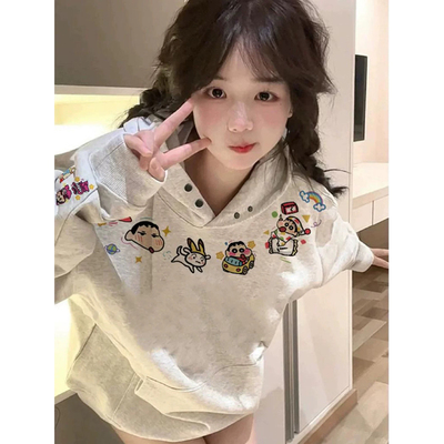 蜡笔小新连帽卫衣女秋冬加绒加厚