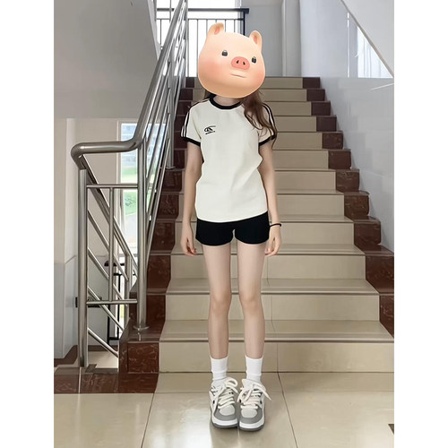 黑色短裤女夏季运动休闲宽松高腰