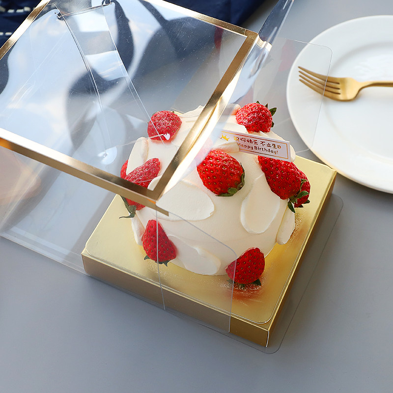 圣诞草莓塔蛋糕包装盒子3寸4寸5寸透明生日草莓蛋糕盒烘焙西点盒