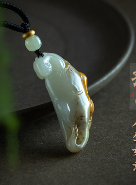 孤品【和田玉.人生如意】吊坠玉石玉佩男女高档毛衣项链一物一证