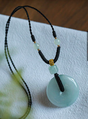 孤品【翡翠·圆满顺遂】平安扣毛衣链吊坠高档玉石男女一物一证