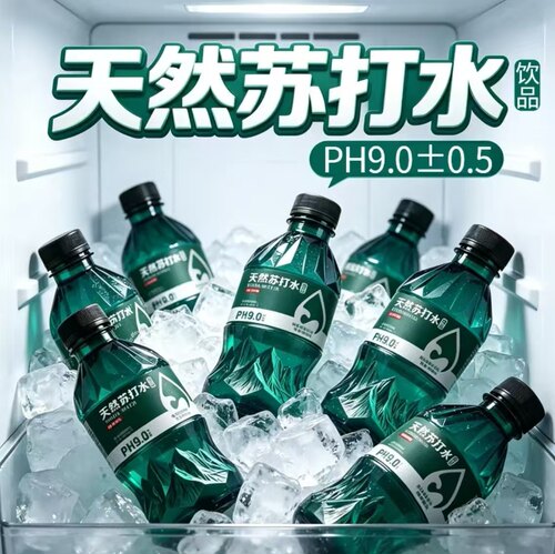 天然苏打水300ml*24瓶整箱无糖无汽ph9.0弱碱性0脂0卡矿泉饮用水