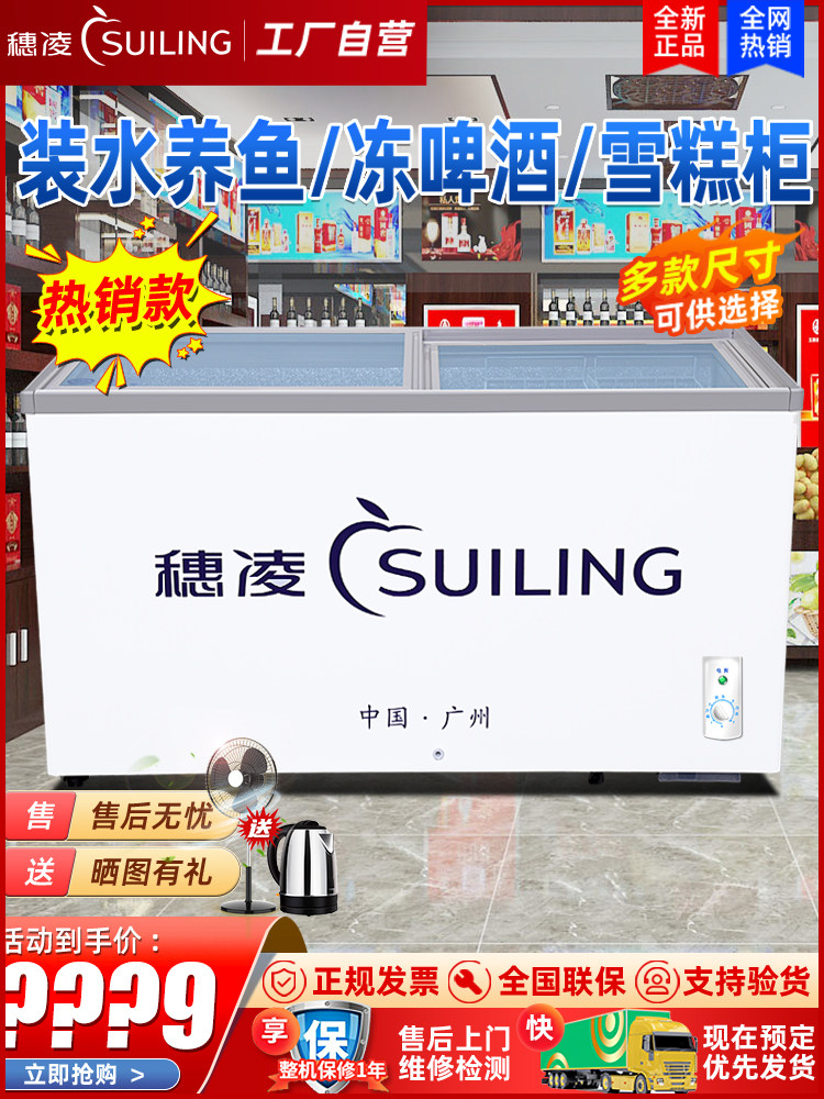 穗凌冰柜商用急冻柜卧式小型冷冻雪糕冷藏饮料展示柜水冷啤酒冰箱