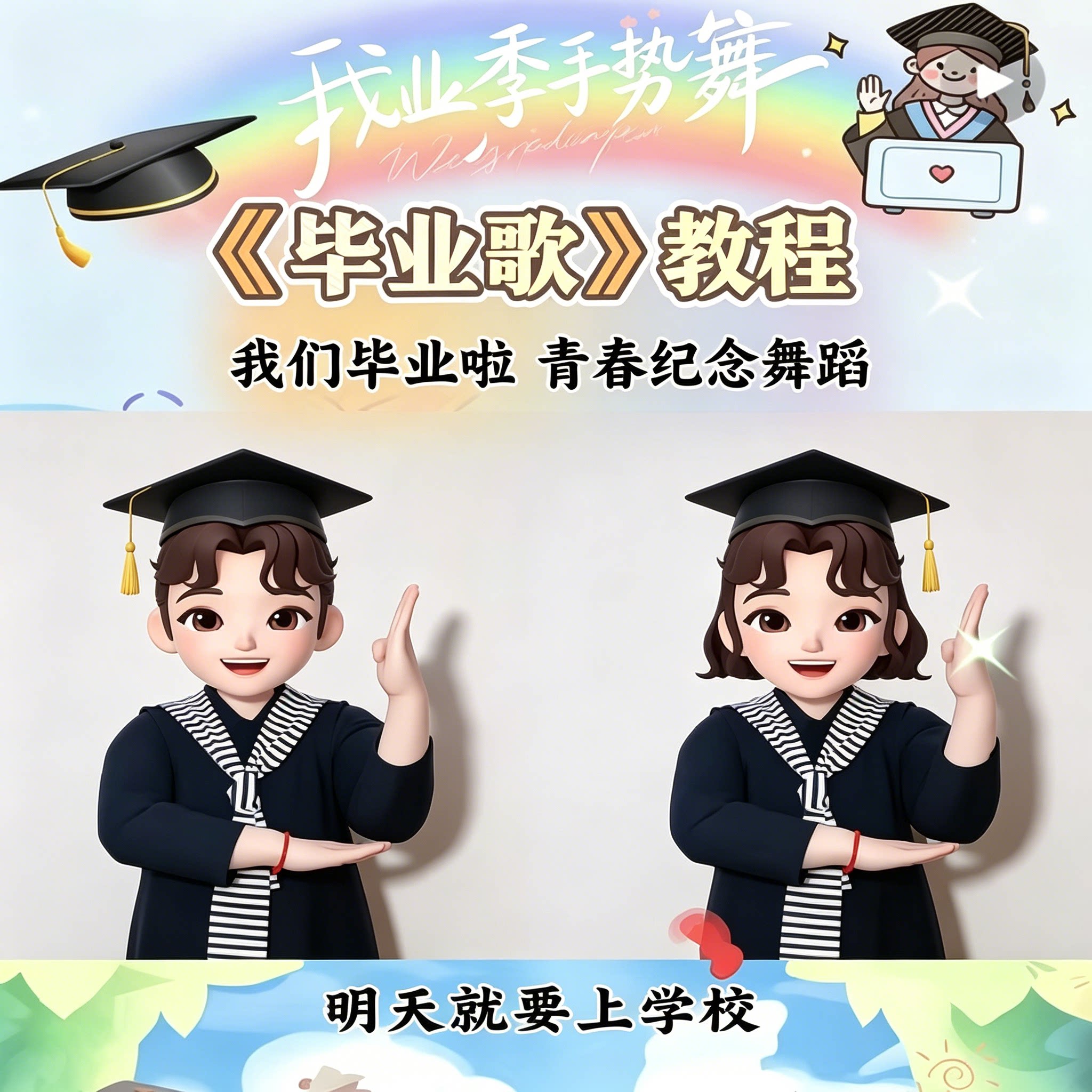 毕业季毕业歌手势舞教程幼儿园儿童校园节日表演舞蹈全解