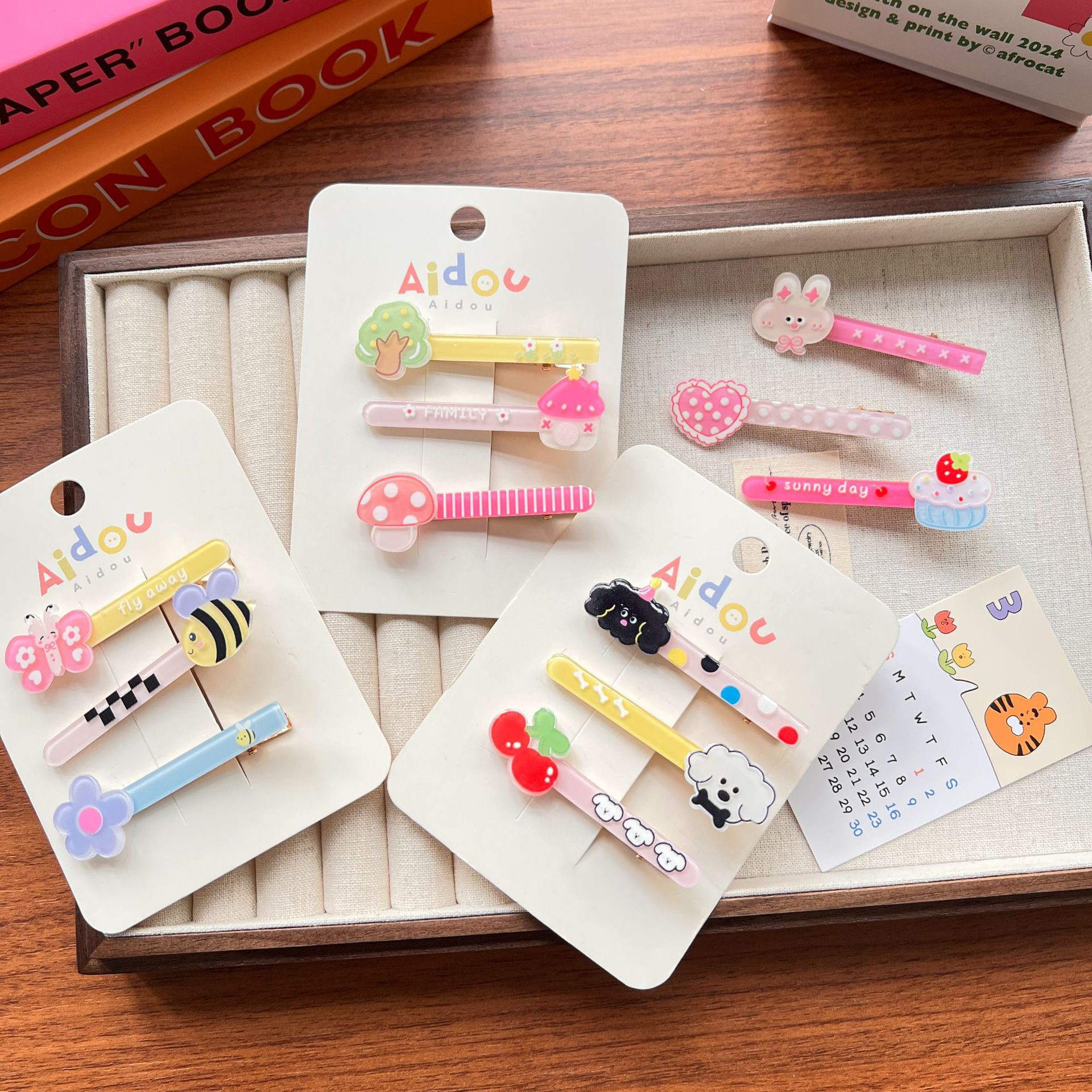 可爱卡通发夹组合动物亚克力边夹发卡鸭嘴夹少女刘海碎发夹头