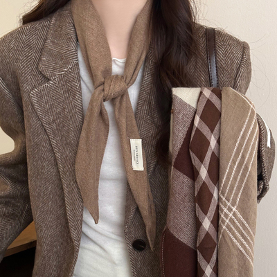 摩卡纯色围巾复古秋冬高级感百搭