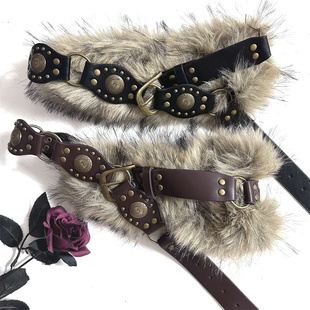 MK&DK 毛毛拼接腰带配饰女2025新款秋冬高级感小众复古设计感皮带