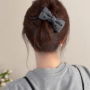 last kiss 蝴蝶结一字发夹Miu系扭扭夹2025新款女早春高级感ins风