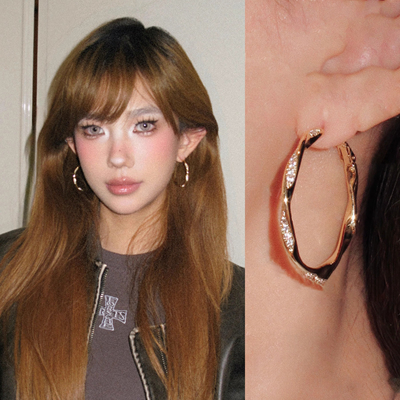 圈圈耳环闪钻麻花精致耳环饰品