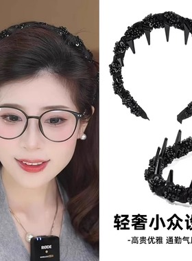 last kiss 黑色镶钻发箍女2025新款高颅顶轻奢高级感头箍发卡发饰