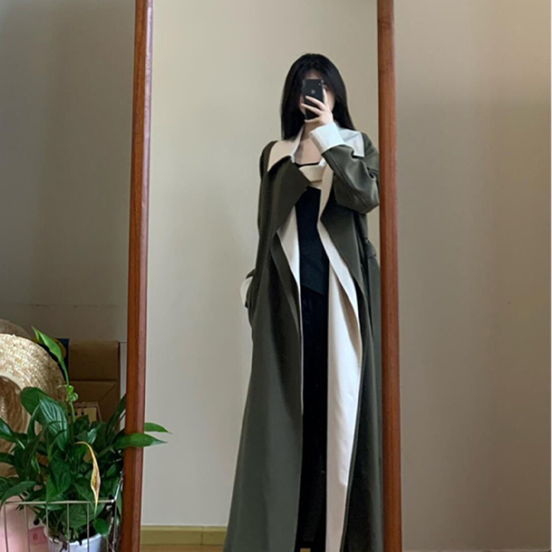 法国MK&DK法式假两件长款风衣