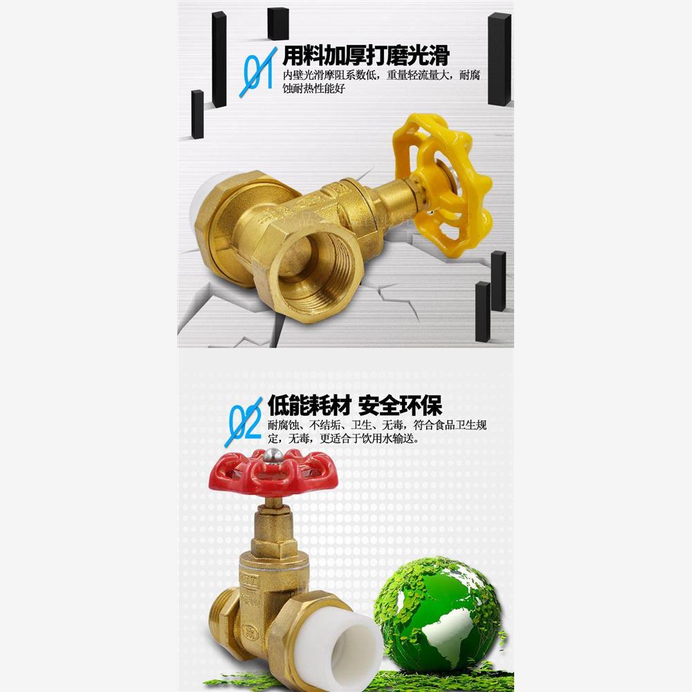 PPR铜闸阀门双头活接铜