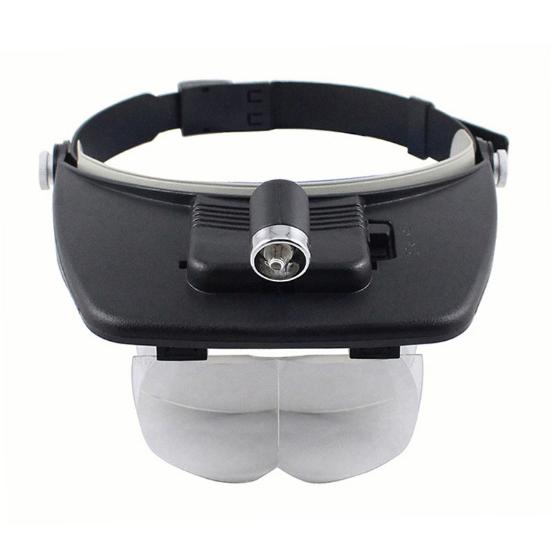 带灯照明头d戴式头盔式4块镜片可调节倍数读报看书工作放大镜8100