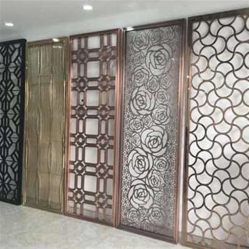 厂销不锈钢屏风隔断入户客厅金属花格酒店中式玄关镂空雕花背景墙