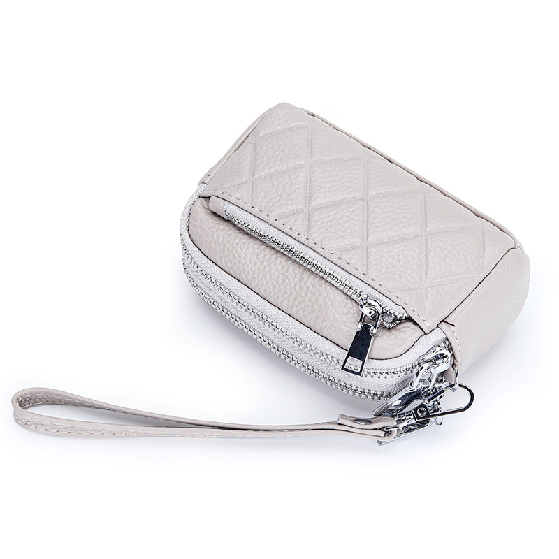 真皮三层拉炼手拿迷你零钱包女士新款多功能小手包钥匙收纳小包包