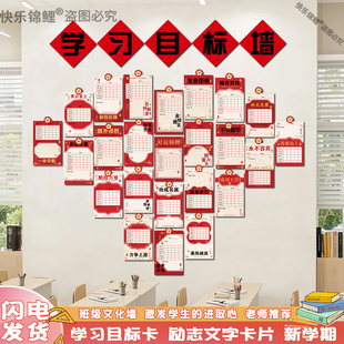 中学生学习目标墙高中班级布置卡高考分数挑战卡片中考成绩目标卡